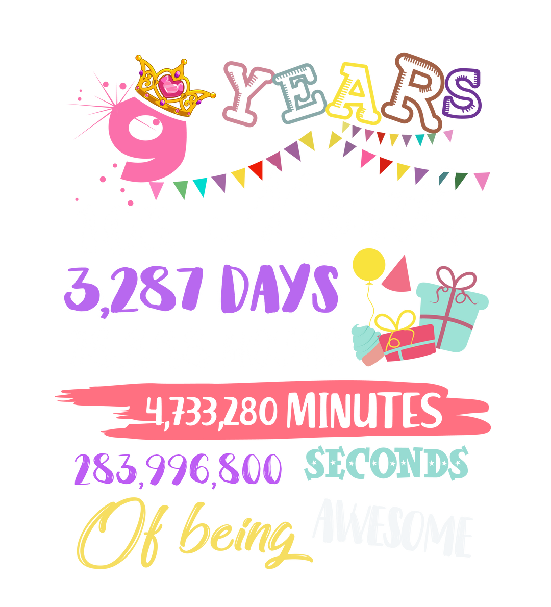 Vectorized Digital Download PNG File or PPG (Purchase to Print on Garment) [DTF Print] Choose Your Size - Customize the Age "00 Year Old Breakdown of Calendar Days / Time since birth" - Youth, Adult & Plus Size T-shirt / Sweatshirt Printable Design