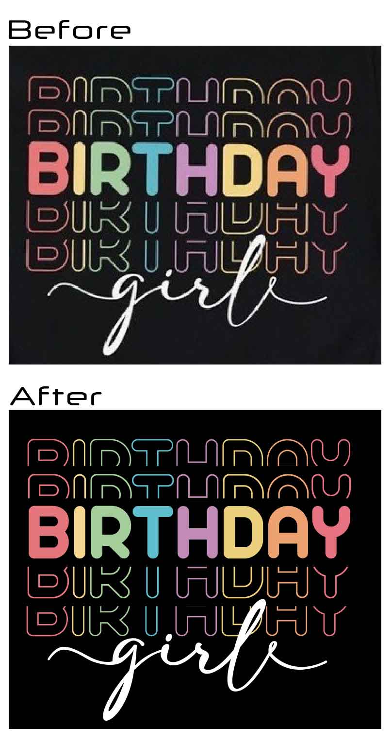 Vectorized Digital Download PNG File or PPG (Purchase to Print on Garment) [DTF Print] Choose Your Size - "Birthday Girl" Script & Pastel Colors for Spring / Summer Image - Youth, Adult & Plus Size T-shirt / Sweatshirt Printable Design