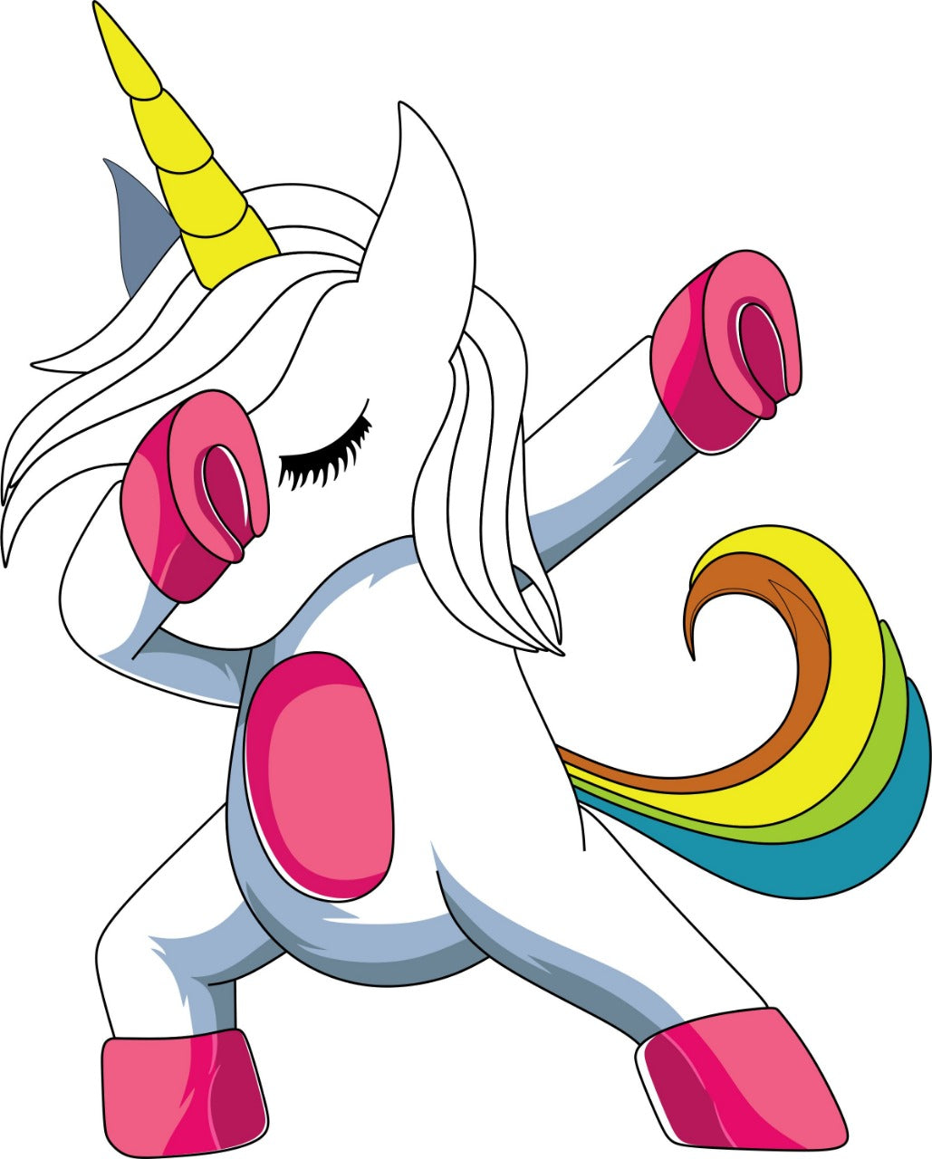 Vectorized Digital Download PNG File or PPG (Purchase to Print on Garment) [DTF Print] Choose Your Size - "Cute Girly Teenage Dabbing Unicorn" - Youth, Adult & Plus Size T-shirt / Sweatshirt Printable Design