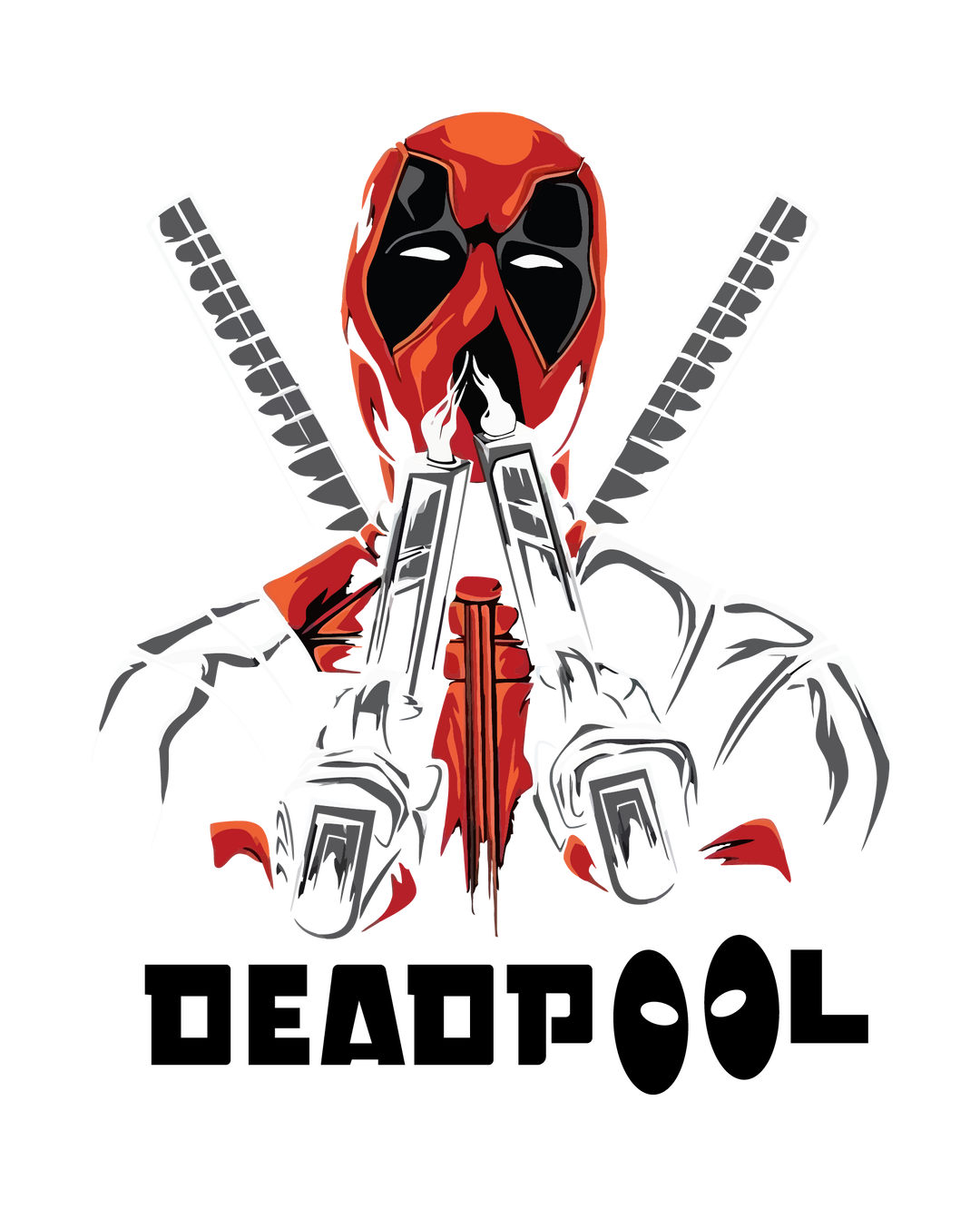 Vectorized Digital Download PNG File or PPG (Purchase to Print on Garment) [DTF Print] Choose Your Size - Marvel Universe Inspired "Deadpool" Non-Gore Blowing Out Smoke Image - Youth, Adult & Plus Size T-shirt / Sweatshirt Printable Design